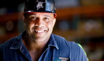 Photo of an Arch Resources miner wearing a helmet